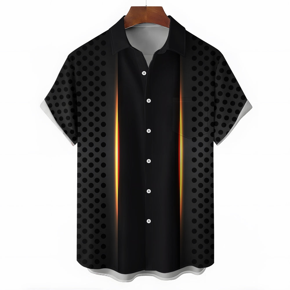 Men's Black Polka Dot Print Short Sleeve Shirt 2408000942