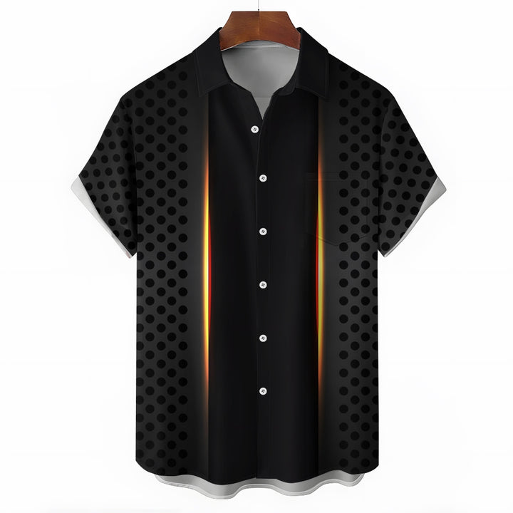 Men's Black Polka Dot Print Short Sleeve Shirt 2408000942