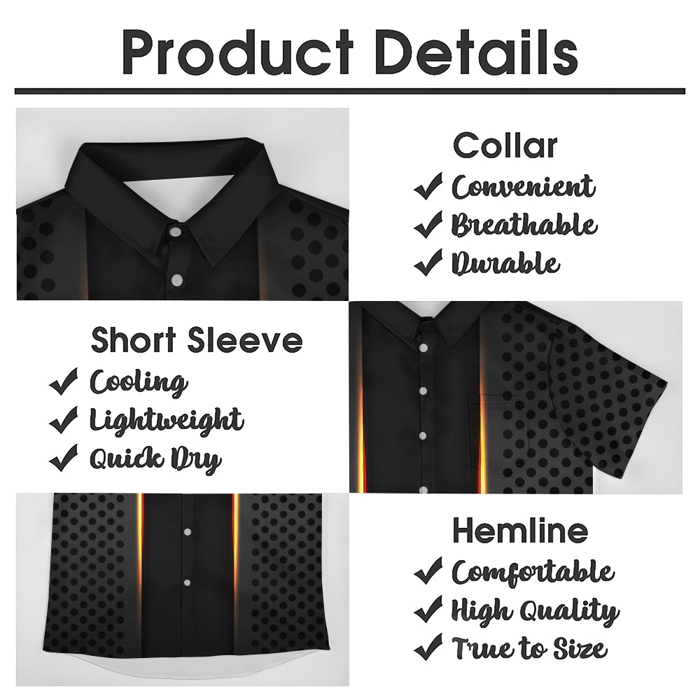 Men's Black Polka Dot Print Short Sleeve Shirt 2408000942