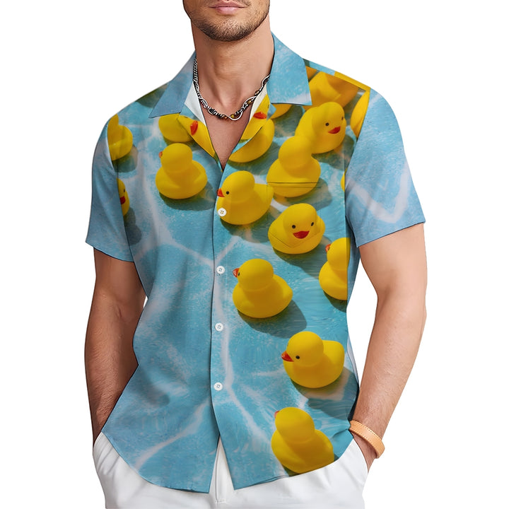 Rubber Duck Print Casual Short Sleeve Shirt 2403000186