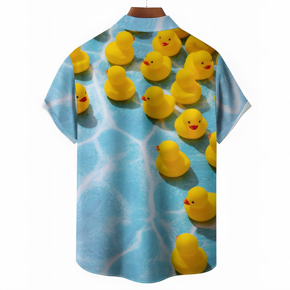 Rubber Duck Print Casual Short Sleeve Shirt 2403000186