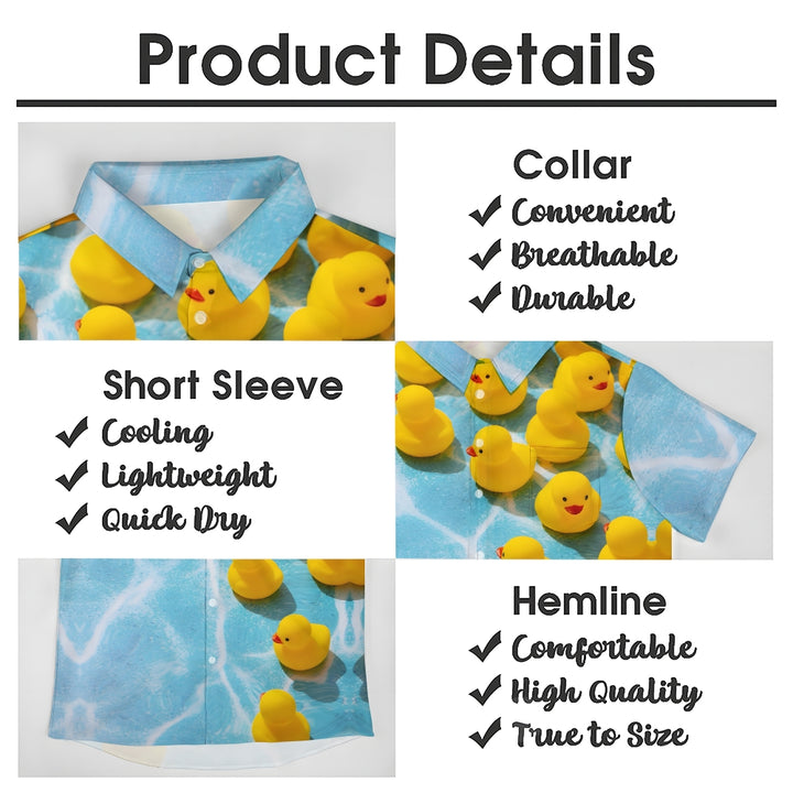 Rubber Duck Print Casual Short Sleeve Shirt 2403000186