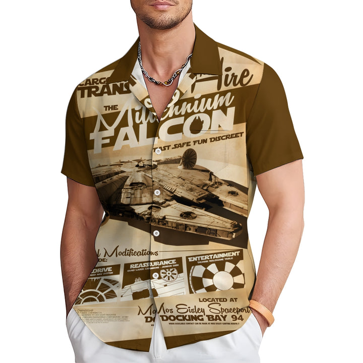 Retro Sci-Fi Space War Casual Large Size Short Sleeve Shirt 2408001416