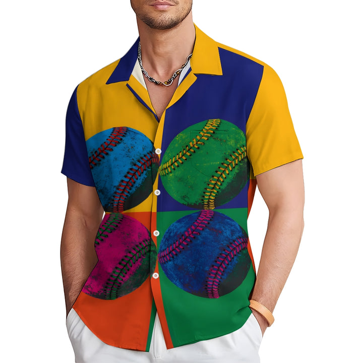 Men's Sports Colour Block Patchwork Button Up  Shirt