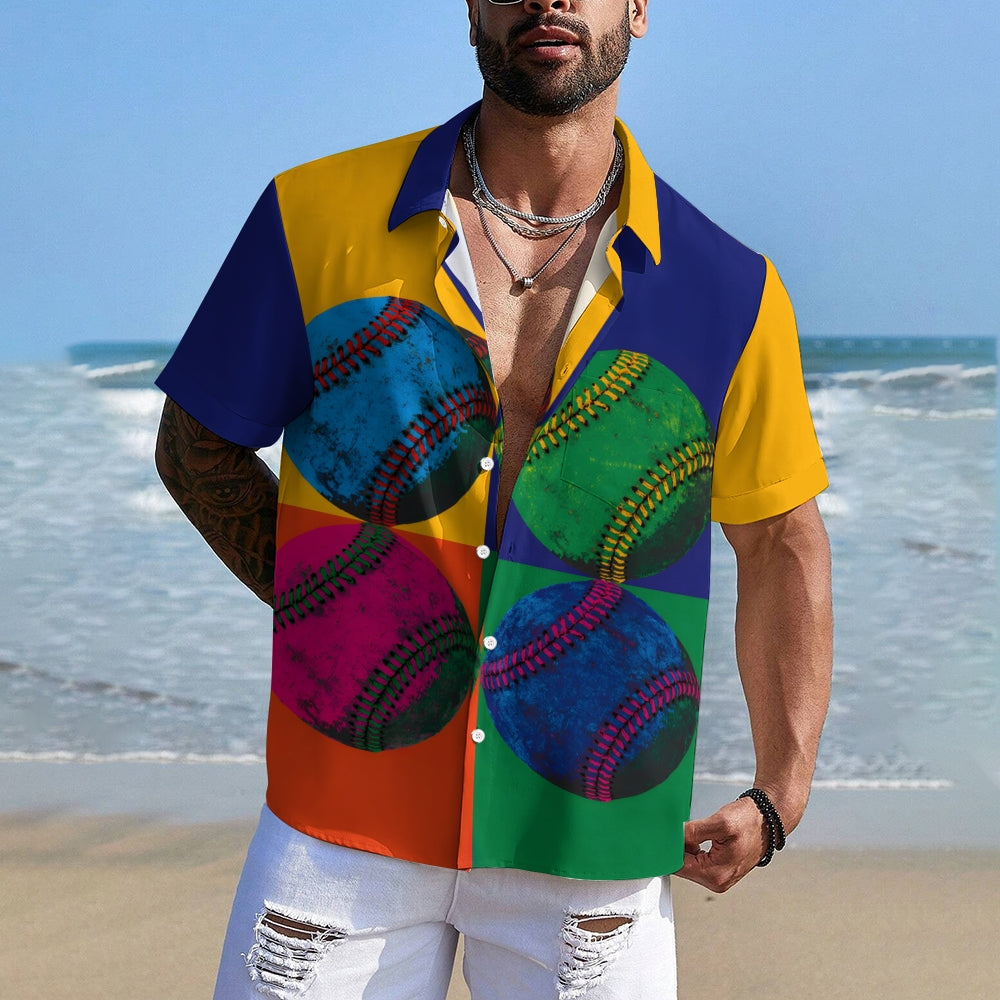 Men's Sports Colour Block Patchwork Button Up  Shirt