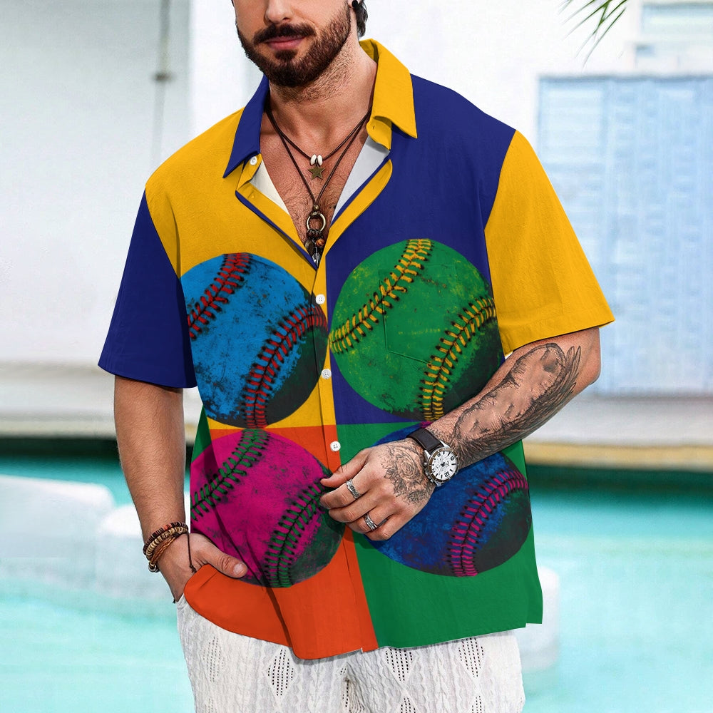 Men's Sports Colour Block Patchwork Button Up  Shirt