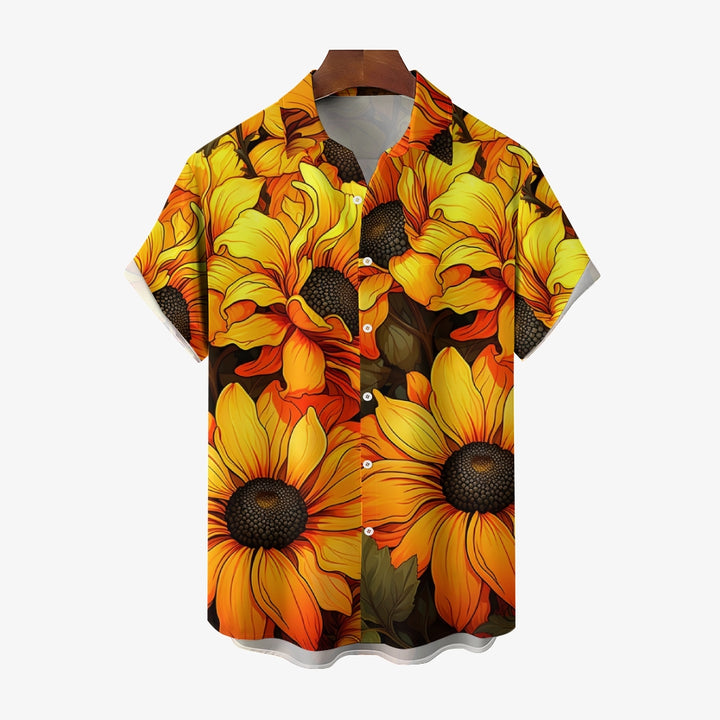 Men's Sunflower Casual Short Sleeve Shirt 2404000379