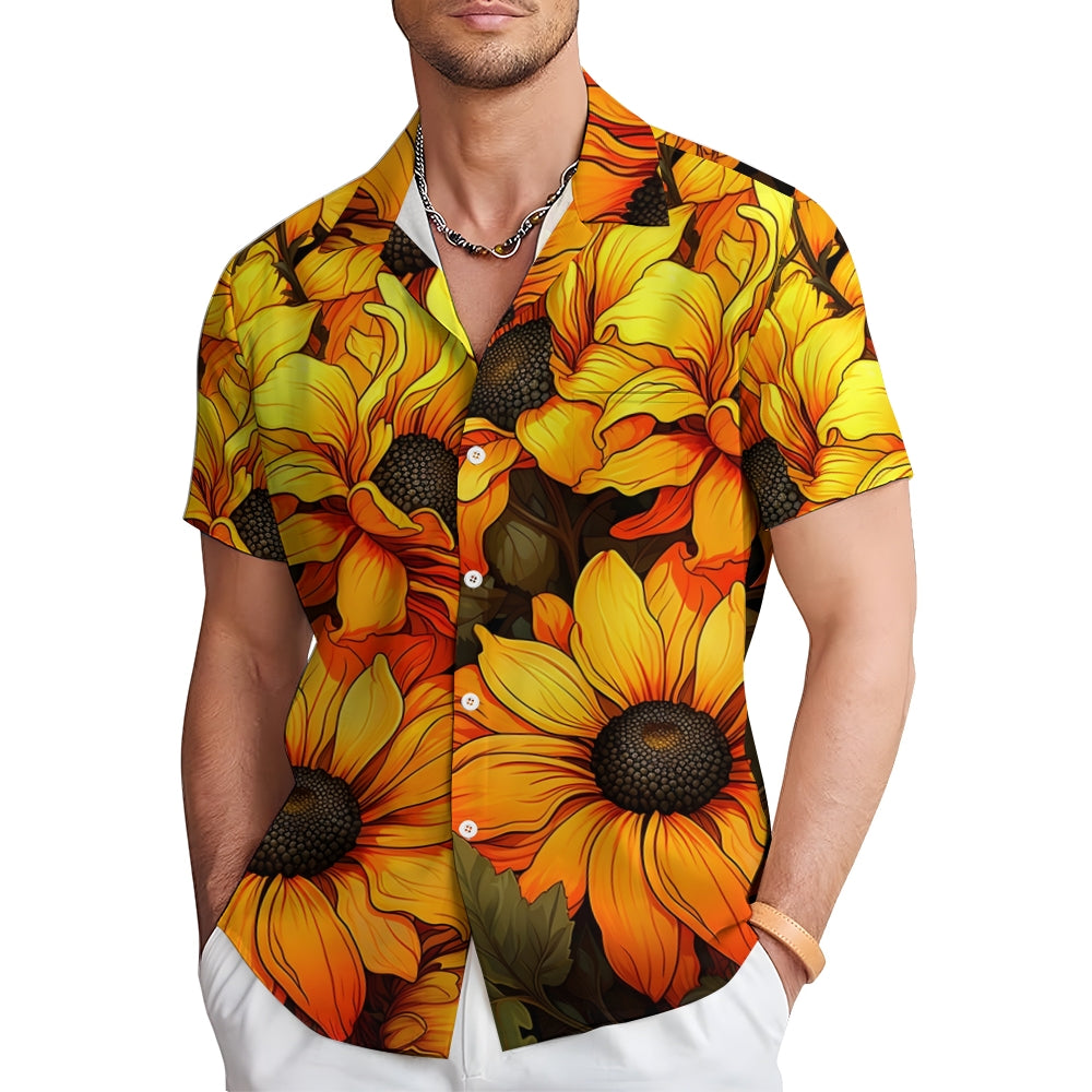 Men's Sunflower Casual Short Sleeve Shirt 2404000379