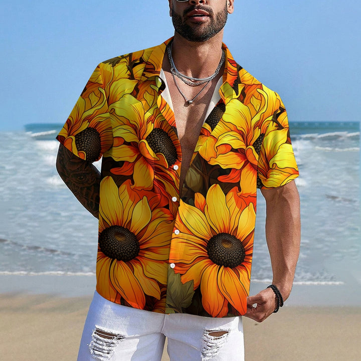 Men's Sunflower Casual Short Sleeve Shirt 2404000379