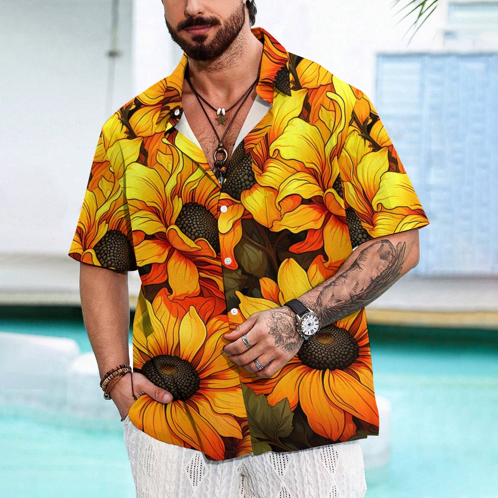 Men's Sunflower Casual Short Sleeve Shirt 2404000379