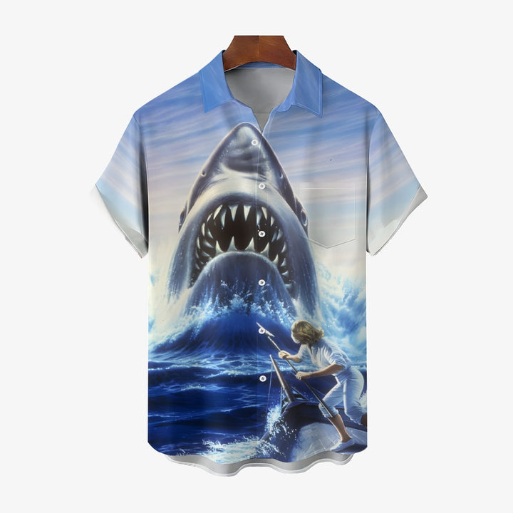 Men's Shark  Short Sleeve Shirt 2404001797