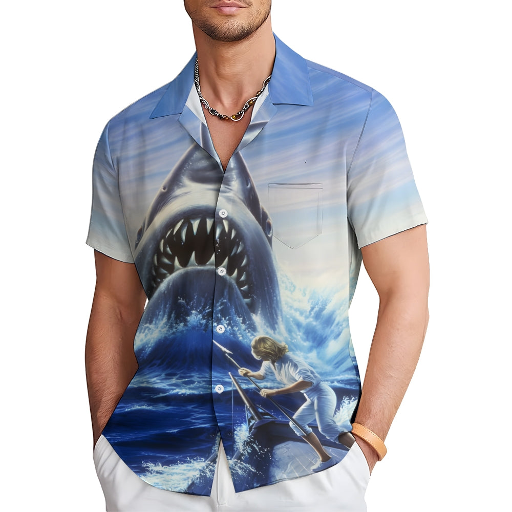 Men's Shark  Short Sleeve Shirt 2404001797