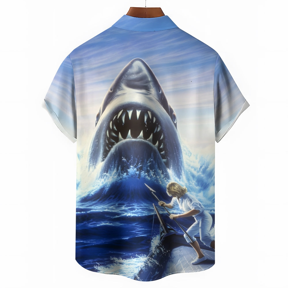 Men's Shark  Short Sleeve Shirt 2404001797