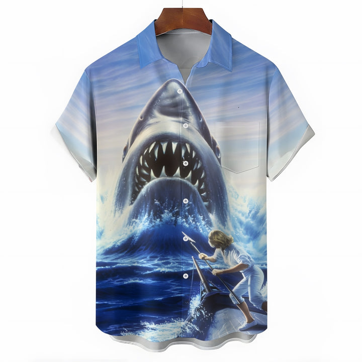 Men's Shark  Short Sleeve Shirt 2404001797