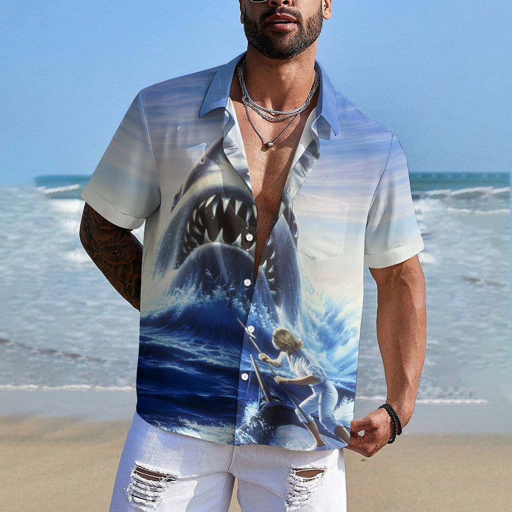 Men's Shark  Short Sleeve Shirt 2404001797