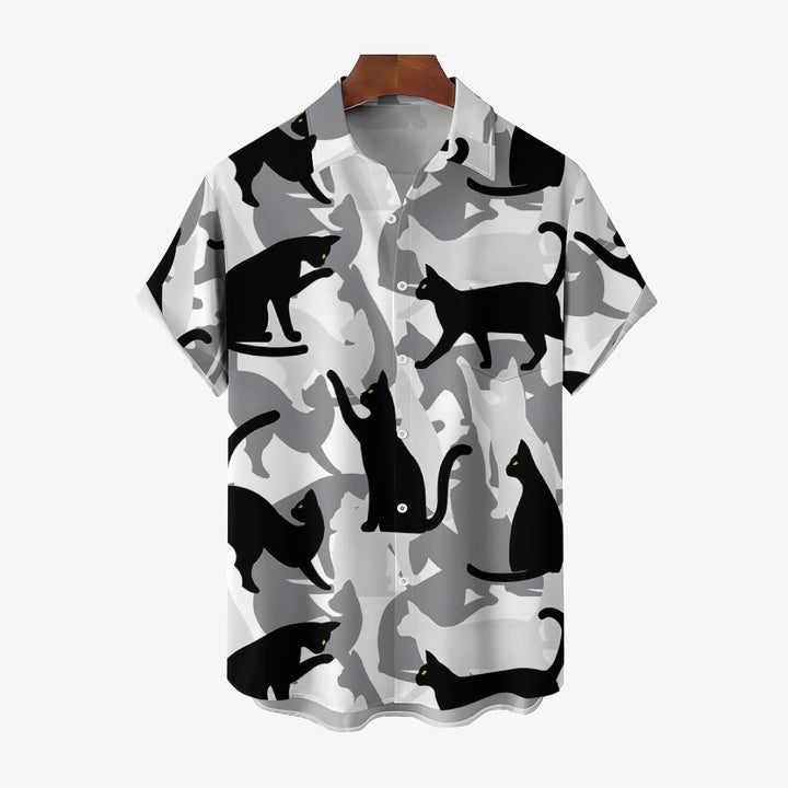 Men's Cats Casual Short Sleeve Shirt 2404000236