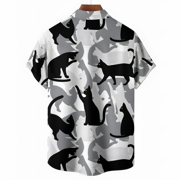 Men's Cats Casual Short Sleeve Shirt 2404000236