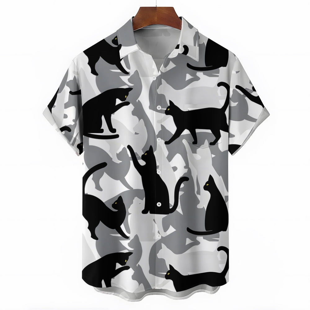 Men's Cats Casual Short Sleeve Shirt 2404000236