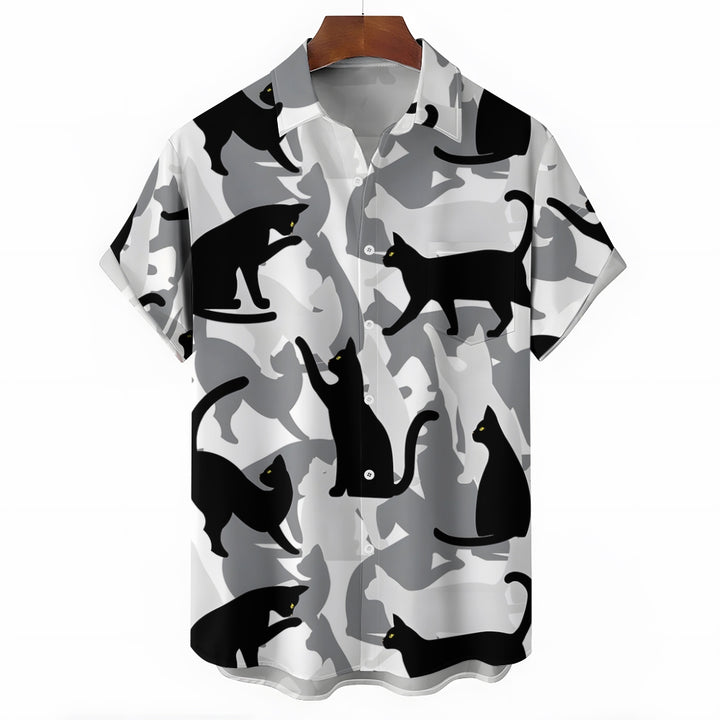 Men's Cats Casual Short Sleeve Shirt 2404000236