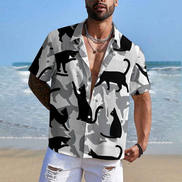 Men's Cats Casual Short Sleeve Shirt 2404000236