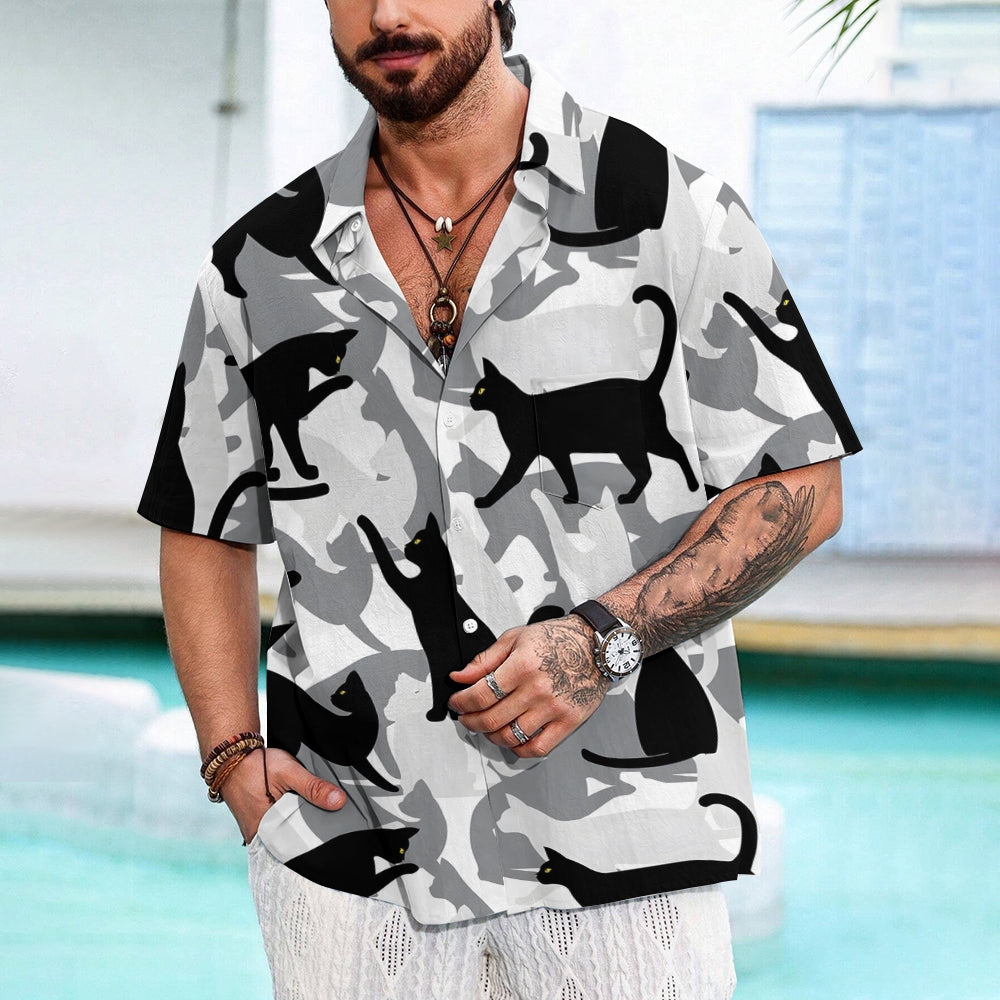 Men's Cats Casual Short Sleeve Shirt 2404000236