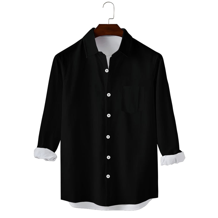 Men's Solid Color Comfortable Breathable Long Sleeve Shirt 2408001567