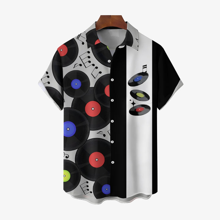 Men's Music Festival Print Short Sleeve Shirt 2408001581