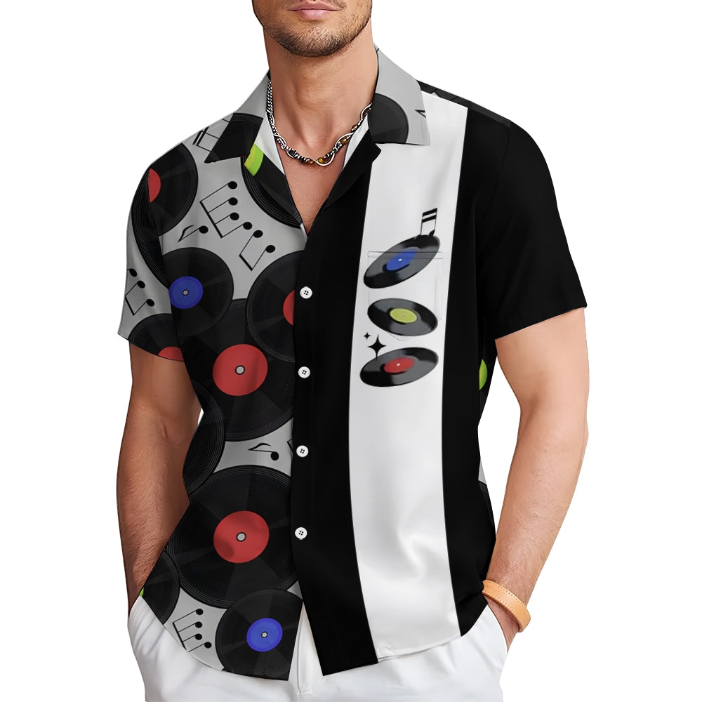 Men's Music Festival Print Short Sleeve Shirt 2408001581