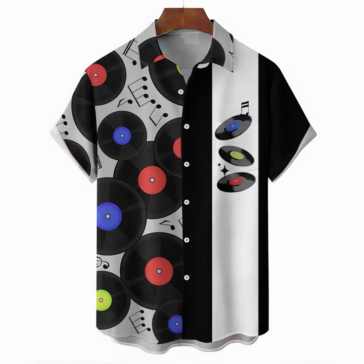 Men's Music Festival Print Short Sleeve Shirt 2408001581