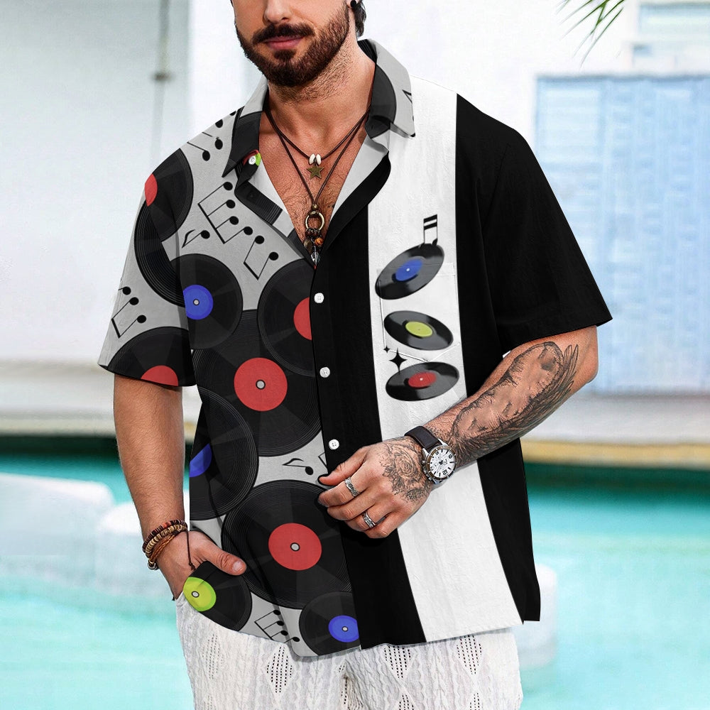 Men's Music Festival Print Short Sleeve Shirt 2408001581