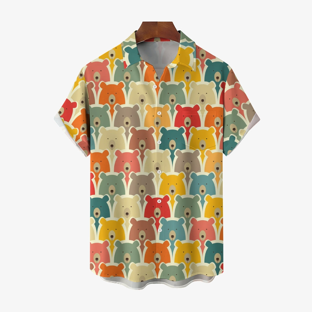 Men's Bear Print Resort Shirt 2310000615