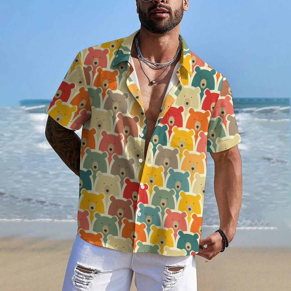 Men's Bear Print Resort Shirt 2310000615