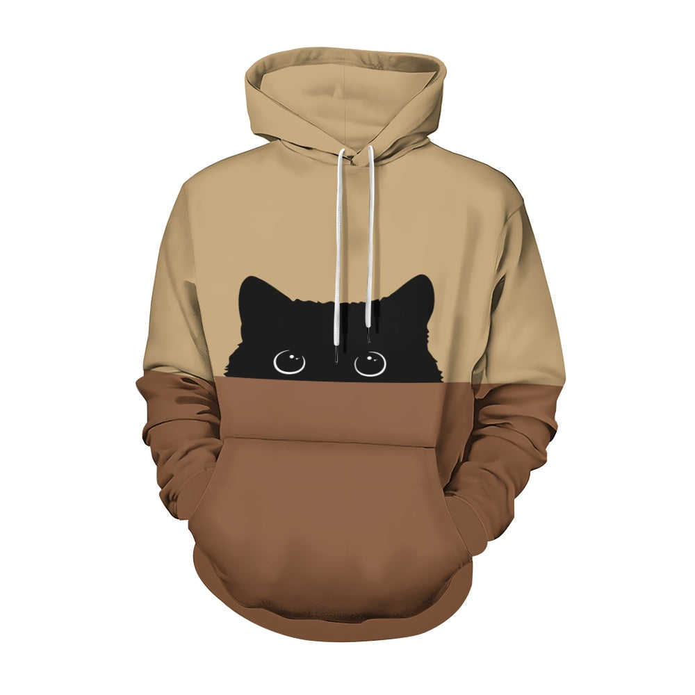 Unisex Black Cat Contrasting colors Hoodie 2410001888