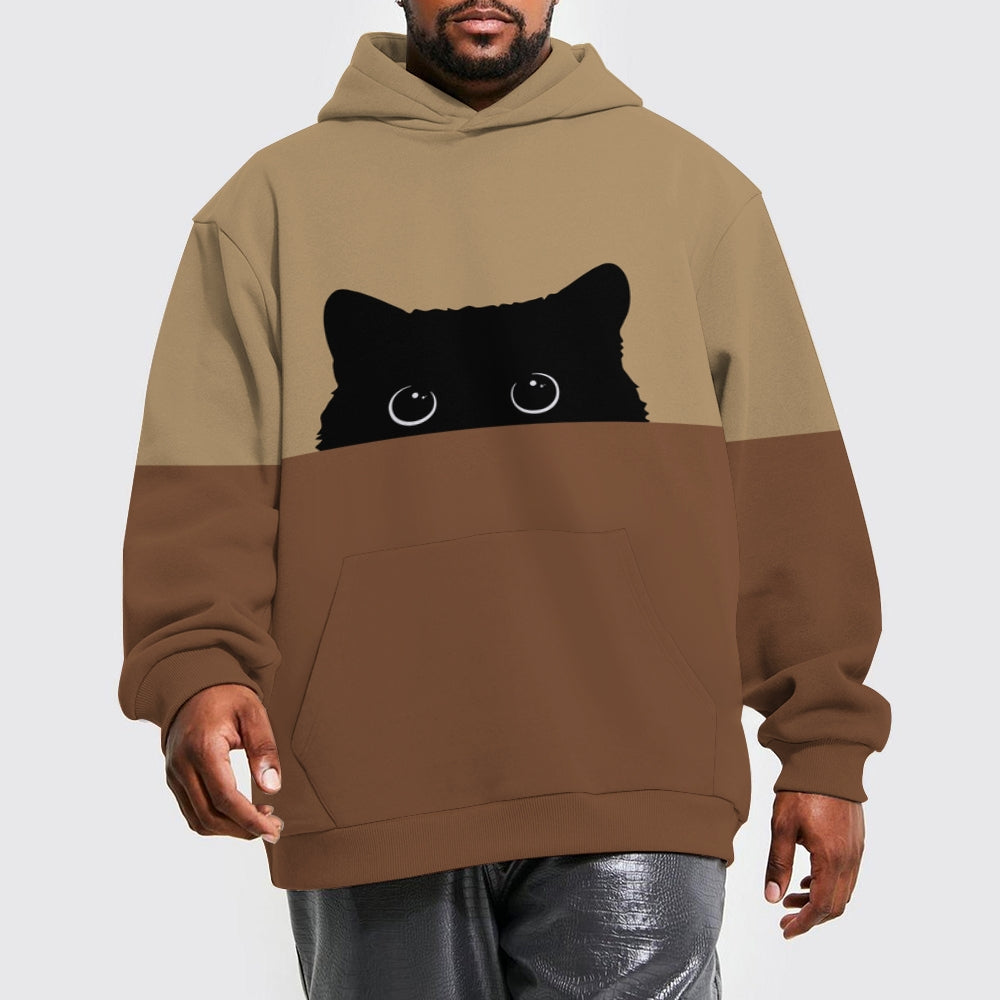 Unisex Black Cat Contrasting colors Hoodie 2410001888