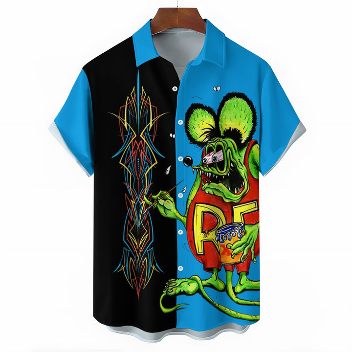 Modified Car Fun Cartoon Print Short Sleeve Shirt