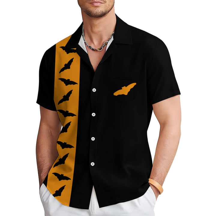 Halloween Bat Casual Large Size Short Sleeve Shirt 2408002088