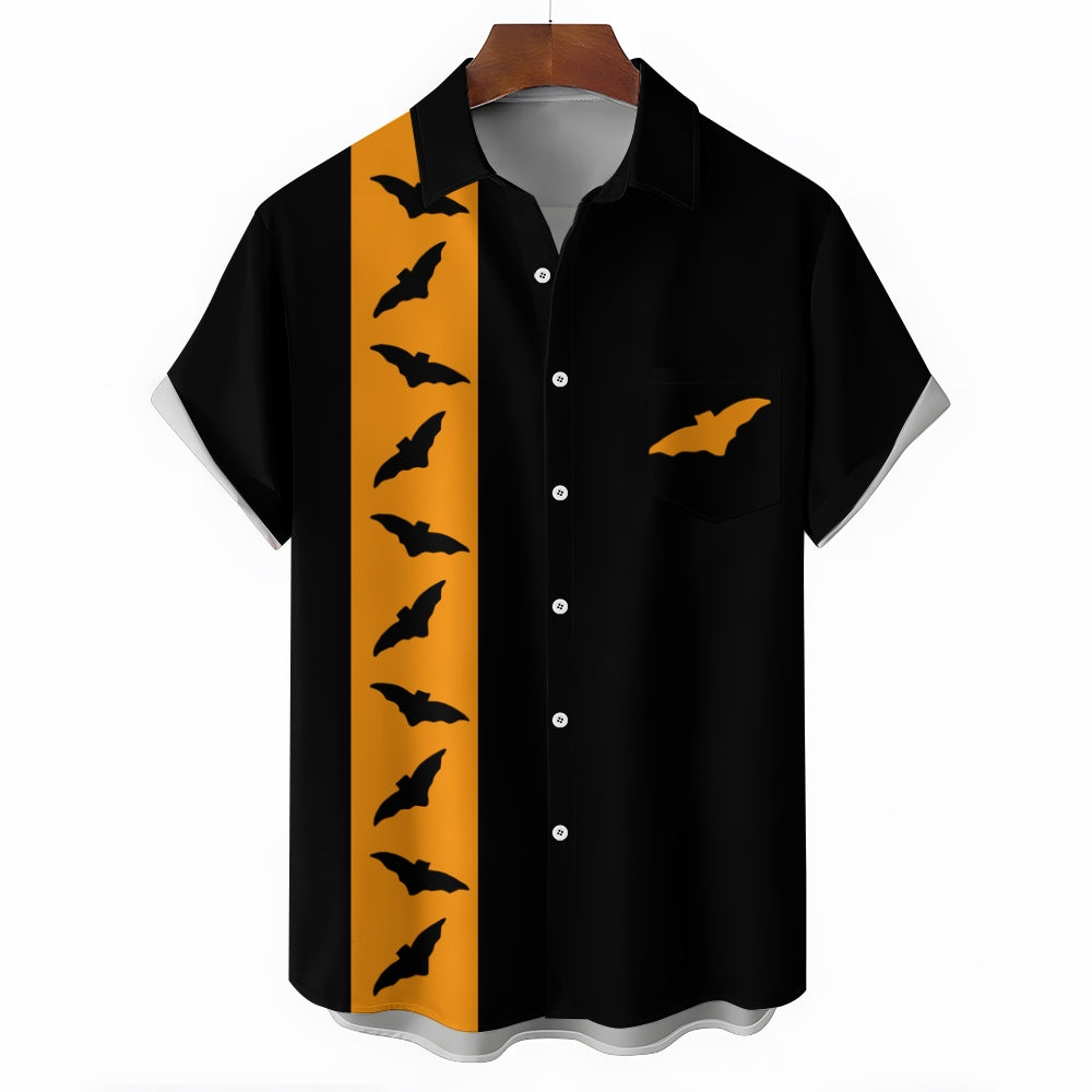 Halloween Bat Casual Large Size Short Sleeve Shirt 2408002088