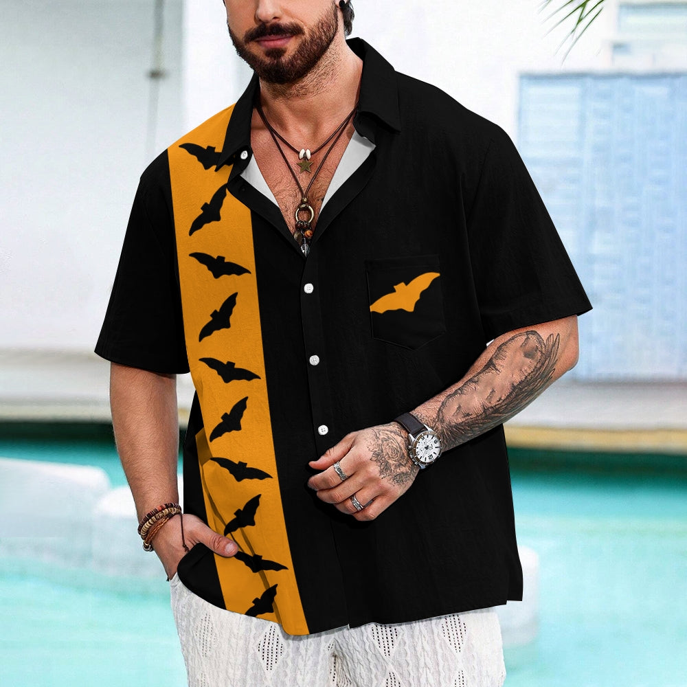 Halloween Bat Casual Large Size Short Sleeve Shirt 2408002088