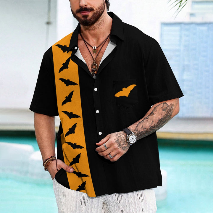 Halloween Bat Casual Large Size Short Sleeve Shirt 2408002088