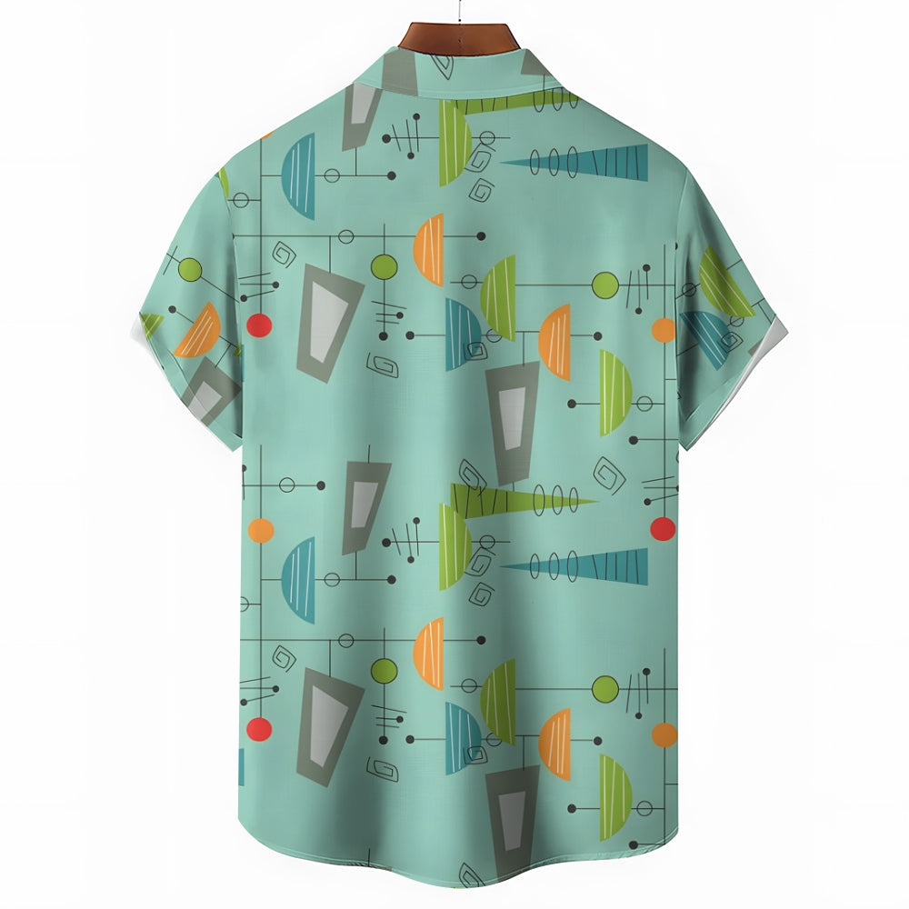 Geometric Print Casual Short Sleeve Shirt 2403000017