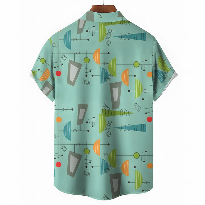 Geometric Print Casual Short Sleeve Shirt 2403000017