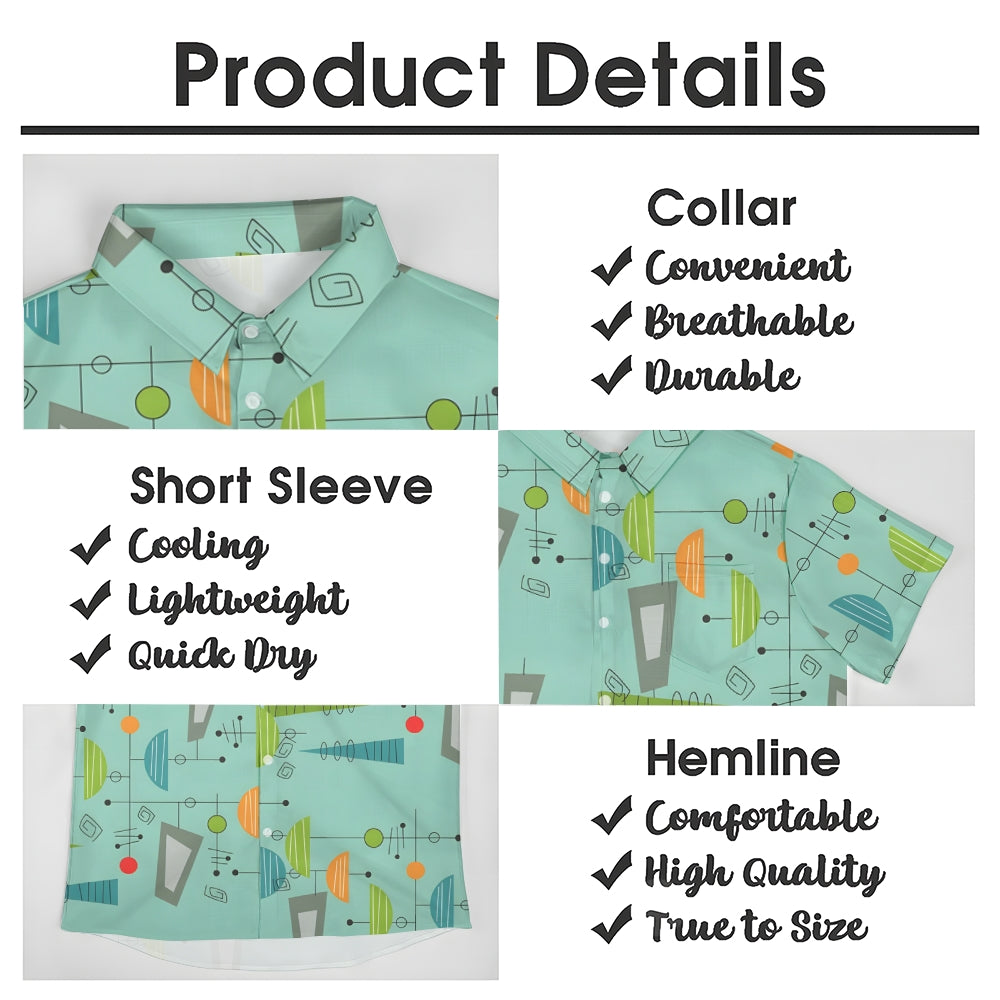 Geometric Print Casual Short Sleeve Shirt 2403000017