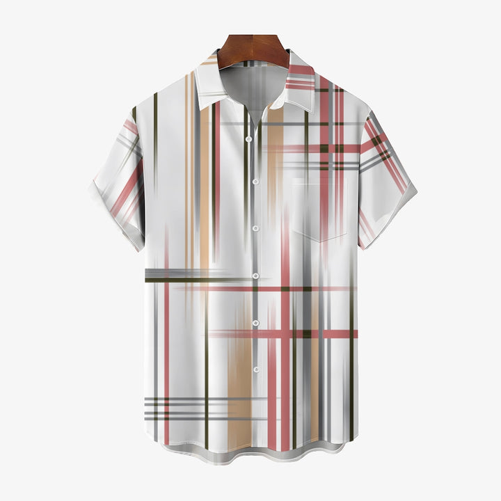 Men's Gradient Stripe Casual Short Sleeve Shirt 2310000885