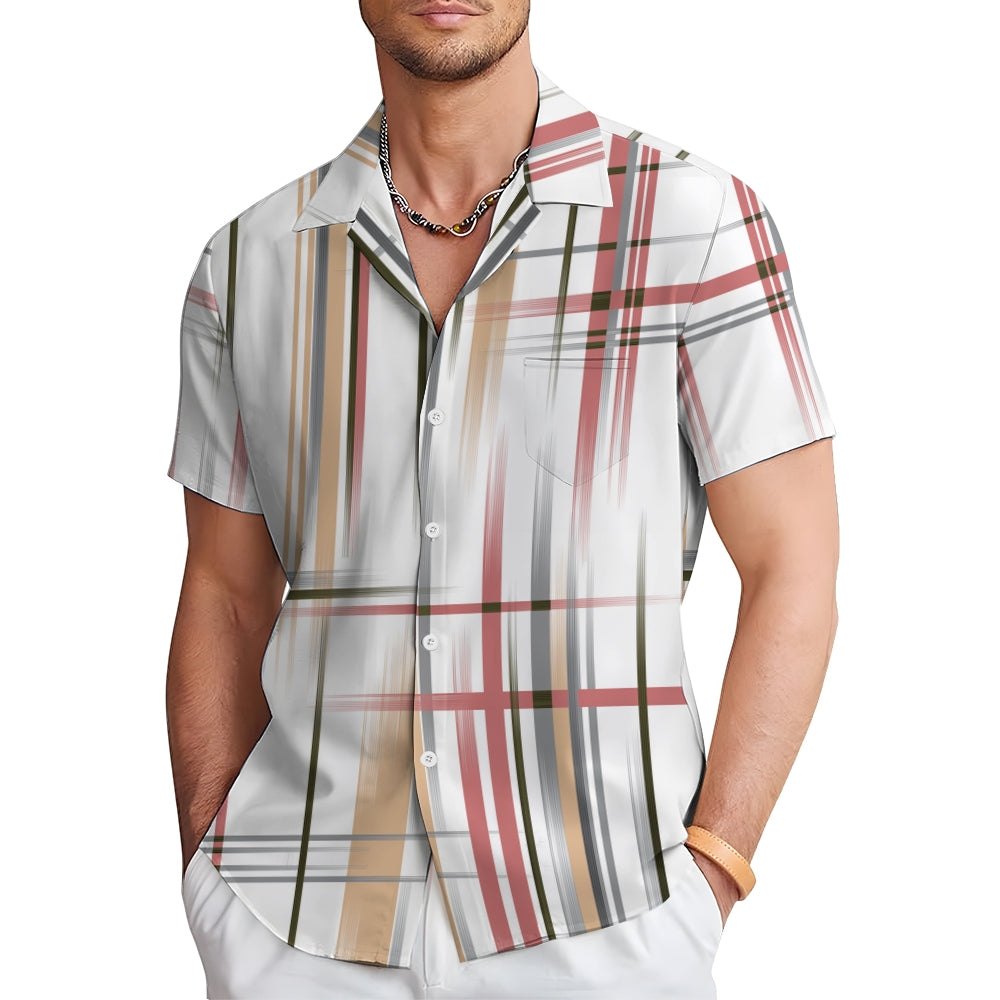 Men's Gradient Stripe Casual Short Sleeve Shirt 2310000885