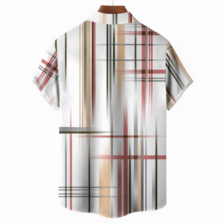 Men's Gradient Stripe Casual Short Sleeve Shirt 2310000885