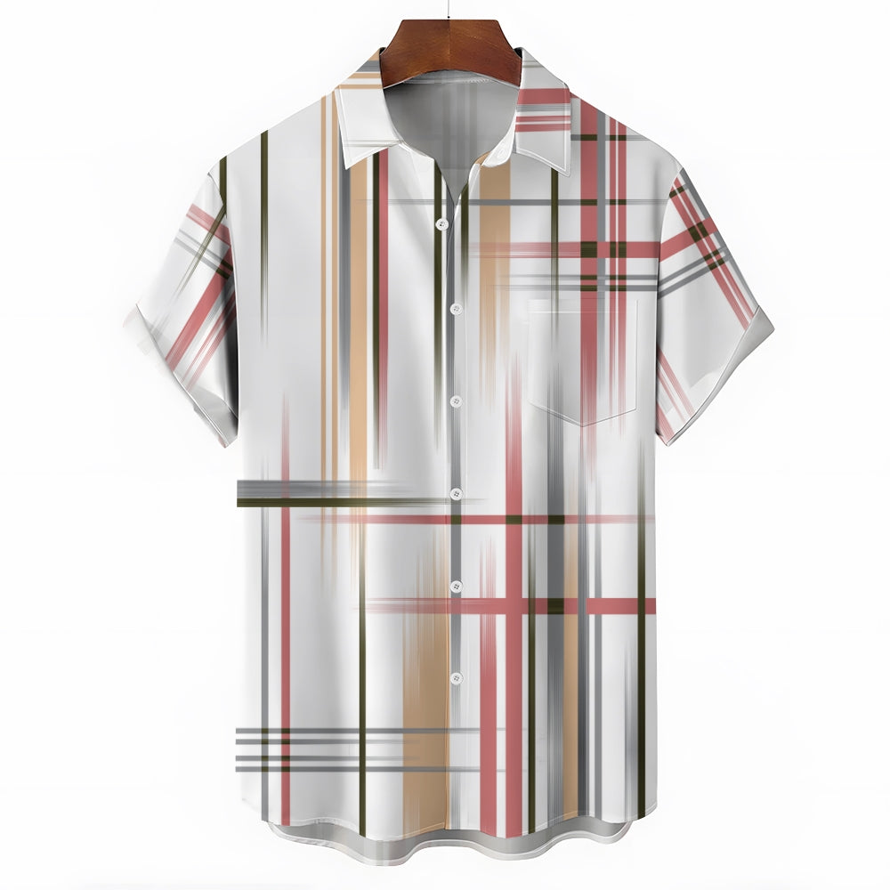 Men's Gradient Stripe Casual Short Sleeve Shirt 2310000885