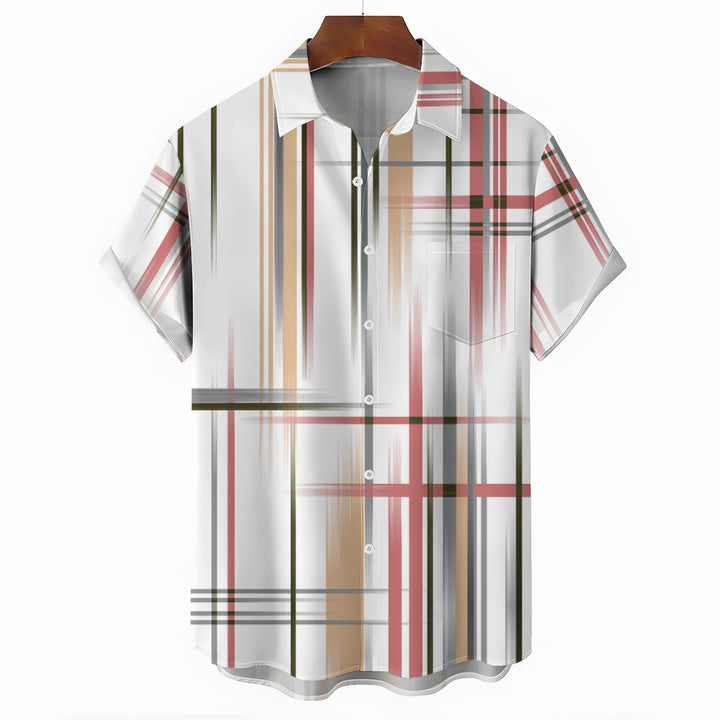 Men's Gradient Stripe Casual Short Sleeve Shirt 2310000885