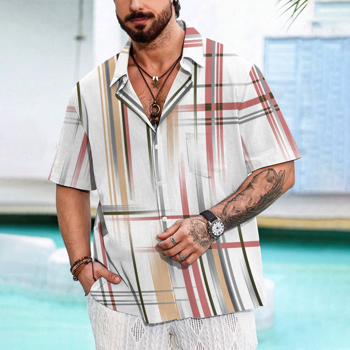 Men's Gradient Stripe Casual Short Sleeve Shirt 2310000885