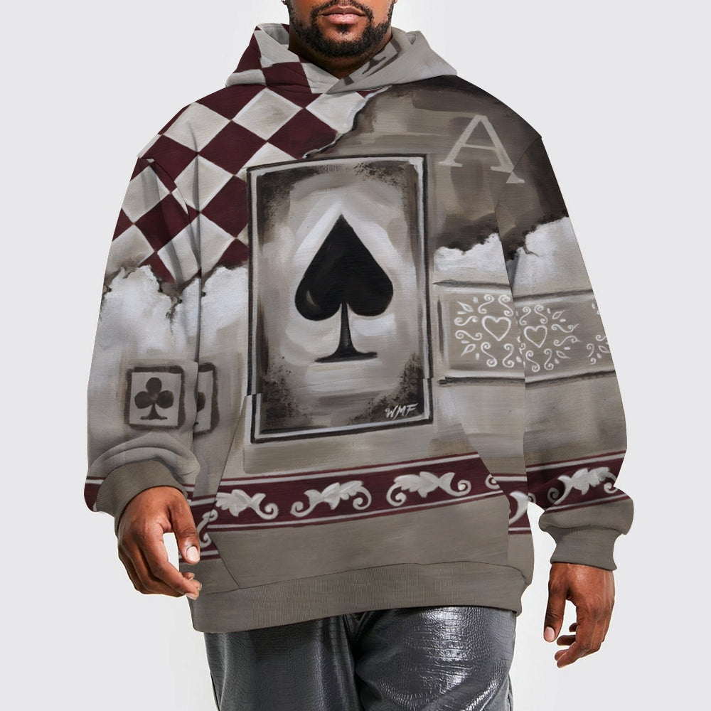 Men's Stylish Loose Poker Pattern Hoodie 2408002190