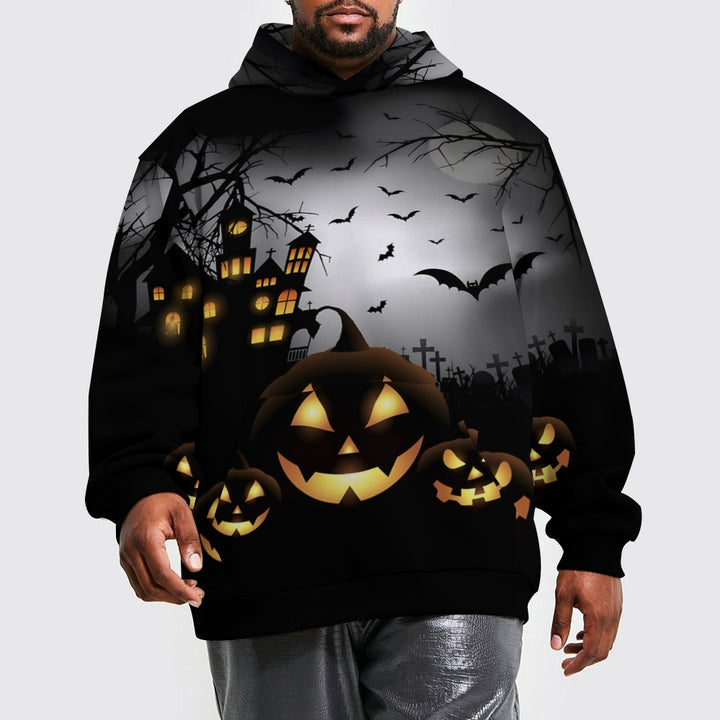 Unisex Devil Pumpkin Print Slouchy Pocket Hoodie 2308101070